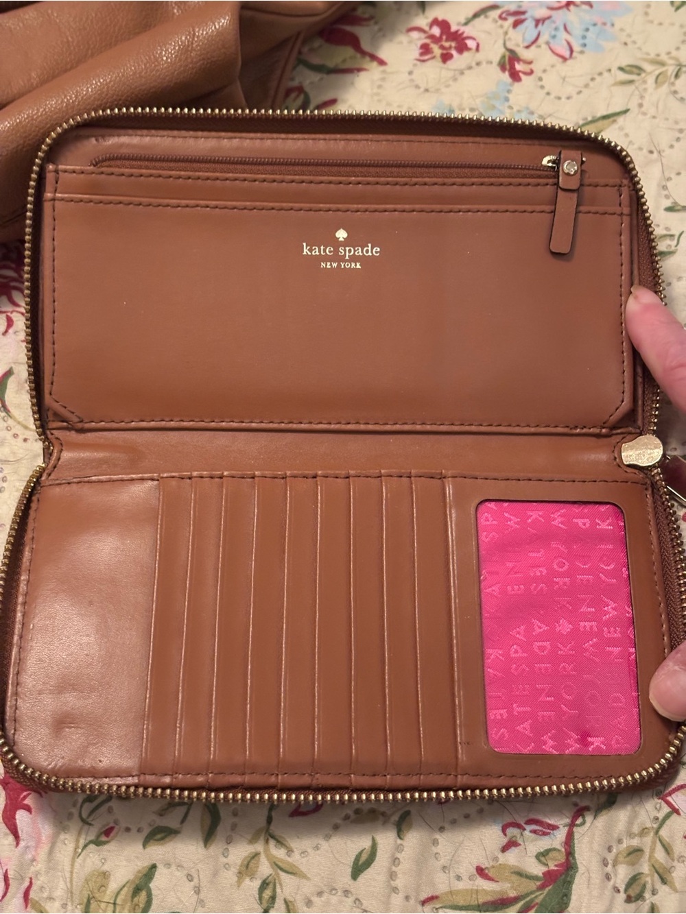 kate spade Cognac Brown Leather Tote with Matching Zip Wallet - Picture 9 of 14